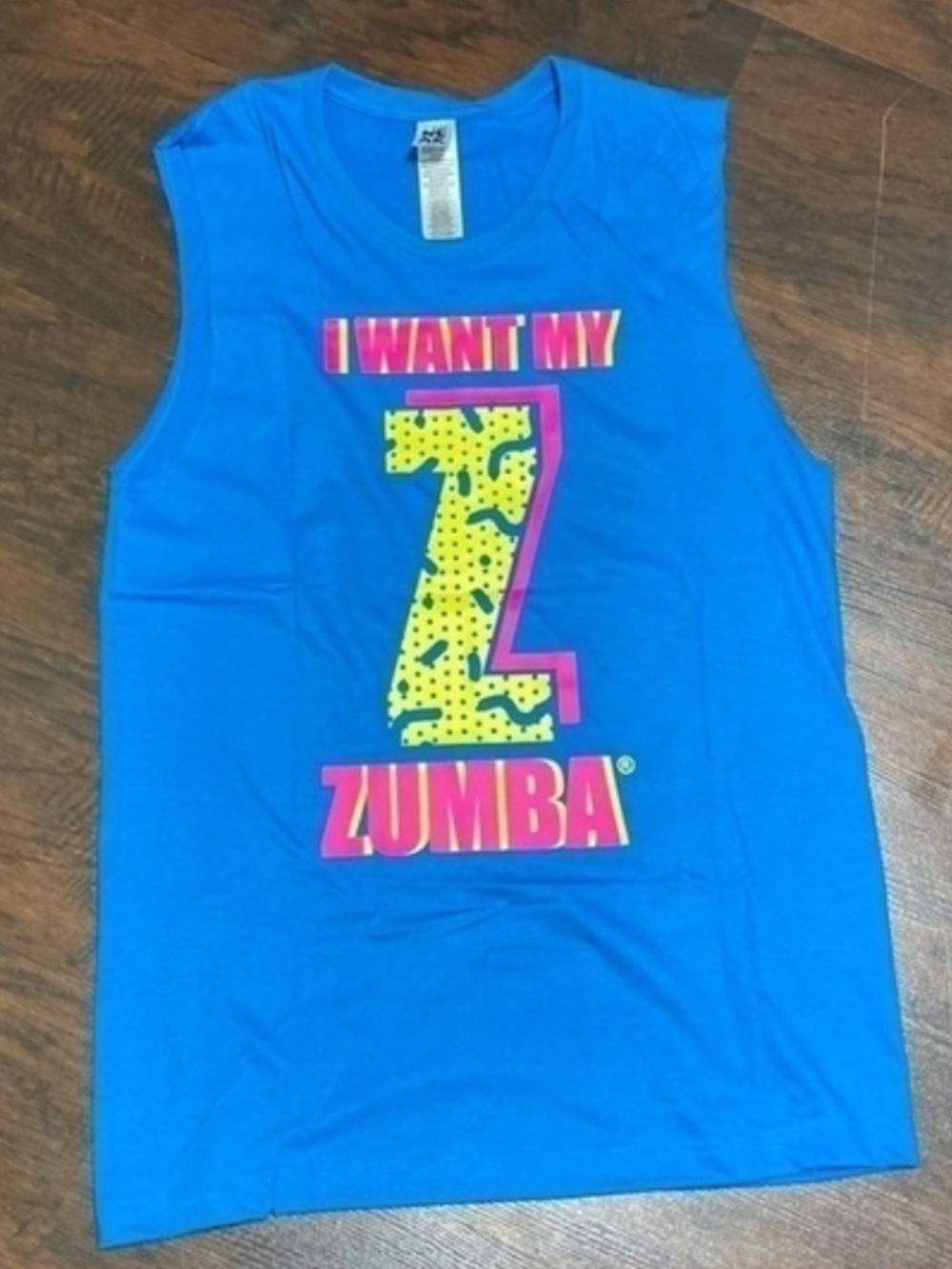 Zumba Fitness I Want My Z - Zumba TANK in XS/S Blue nwot - Picture 8 of 9